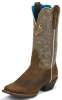 Justin L2566 Ladies Stampede Western Western Boot with Rugged Tan Cowhide Foot and a Wide Square Toe