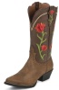 Justin L2711 Ladies Stampede Western Western Boot with Light Copper Rowdy Cowhide Foot and a Narrow Rounded Toe