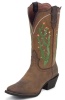 Justin L2712 Ladies Stampede Western Western Boot with Tan Apache Cowhide Foot and a Narrow Rounded Toe