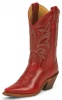Justin L4305 Ladies Fashion Western Boot with Red Torino Cowhide Foot and a Narrow Rounded Toe