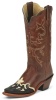 Justin L4340 Ladies Fashion Western Boot with Saddle Torino Cowhide Foot with Fancy Black Wingtip and a Narrow Rounded Toe