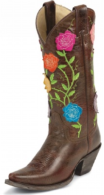 Justin L4351 Ladies Fashion Western Boot with Molten Tawny Cowhide Foot and a Narrow Rounded Toe
