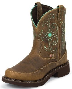 Justin L9500 Ladies Gypsy Western Boot with Tan Waxy Cowhide Foot and a Fashion Round Toe