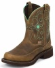 Justin L9500 Ladies Gypsy Western Boot with Tan Waxy Cowhide Foot and a Fashion Round Toe