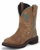 Justin L9603 Ladies Gypsy Western Boot with Toast Brown Cowhide Foot with Perfed Saddle and a Fashion Round Toe