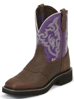 Justin L9612 Ladies Gypsy Western Boot with Copper Kettle Cowhide Foot with Perfed Saddle and a Fashion Round Toe