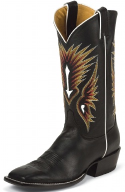 Justin VJ250 Men's Vintage Western Boot with Black Burnished Cowhide Foot and a Wide Square Toe