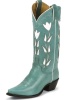 Justin VJL450 Ladies Vintage Western Boot with Turquoise Vintage Cowhide Foot and a Narrow Rounded Toe