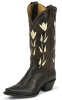 Justin VJL451 Ladies Vintage Western Boot with Dark Chocolate Cowhide Foot and a Narrow Rounded Toe