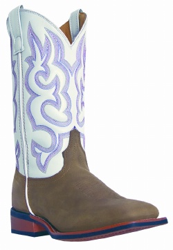 Laredo 5621 for $109.99 Ladies Mesquite Collection Stockman Boot with Tan Distressed Cowhide Leather Foot and a Double Stitched Broad Square Toe