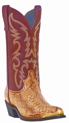 Laredo 68068 for $99.99 Men's Monty Collection Western Boot with Golden Brown Snake Print Leather Foot and a Narrow Round Toe