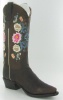Macie Bean M8013 for $179.99 Ladies Embroidered Collection Western Boot with Chocolate Lucky Dog Foot and a Snip Toe