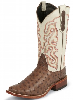 Nocona LD6501 Ladies Exotic Rancher Boot with Antique Brown Full Quill Ostrich Foot and a Wide Square Toe