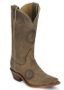 Nocona LDALA11 Ladies Collegiate Western Boot with Ponteggio Leather Foot with Ponteggio Natural Distressed Leather Lazer Applied Logo, Narrow Snip Toe