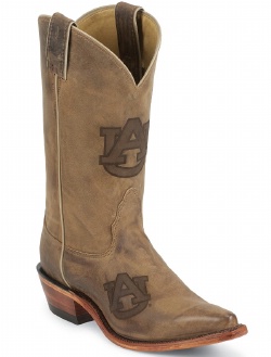 Nocona LDAUB11 Ladies Collegiate Western Boot with Ponteggio Leather Foot with Ponteggio Natural Distressed Leather Lazer Applied Logo, Narrow Snip Toe