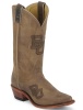 Nocona LDBU11 Ladies Collegiate Western Boot with Ponteggio Leather Foot with Ponteggio Natural Distressed Leather Lazer Applied Logo, Narrow Snip Toe