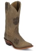 Nocona LDCU11 Ladies Collegiate Western Boot with Ponteggio Leather Foot with Ponteggio Natural Distressed Leather Lazer Applied Logo, Narrow Snip Toe