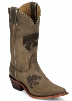 Nocona LDKSU11 Ladies Collegiate Western Boot with Ponteggio Leather Foot with Ponteggio Natural Distressed Leather Lazer Applied Logo, Narrow Snip Toe