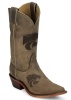 Nocona LDKSU11 Ladies Collegiate Western Boot with Ponteggio Leather Foot with Ponteggio Natural Distressed Leather Lazer Applied Logo, Narrow Snip Toe