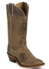 Nocona LDLSU11 Ladies Collegiate Western Boot with Ponteggio Leather Foot with Ponteggio Natural Distressed Leather Lazer Applied Logo, Narrow Snip Toe