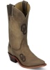 Nocona LDOU11 Ladies Collegiate Western Boot with Ponteggio Leather Foot with Ponteggio Natural Distressed Leather Lazer Applied Logo, Narrow Snip Toe