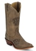 Nocona LDTCU11 Ladies Collegiate Western Boot with Ponteggio Leather Foot with Ponteggio Natural Distressed Leather Lazer Applied Logo, Narrow Snip Toe