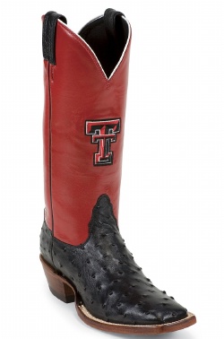 Nocona LDTTU02 Ladies Collegiate Western Boot with Black Full Quill Ostrich Foot, Wide Square Toe