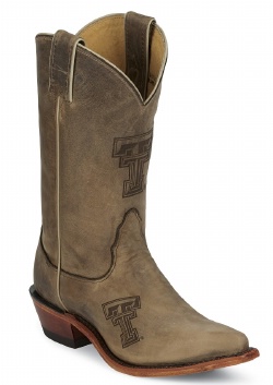 Nocona LDTTU11 Ladies Collegiate Western Boot with Ponteggio Leather Foot with Ponteggio Natural Distressed Leather Lazer Applied Logo, Narrow Snip Toe