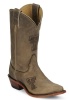 Nocona LDTTU11 Ladies Collegiate Western Boot with Ponteggio Leather Foot with Ponteggio Natural Distressed Leather Lazer Applied Logo, Narrow Snip Toe