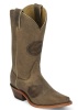 Nocona LDUF11 Ladies Collegiate Western Boot with Ponteggio Leather Foot with Ponteggio Natural Distressed Leather Lazer Applied Logo, Narrow Snip Toe