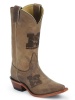 Nocona LDUM11 Ladies Collegiate Western Boot with Ponteggio Leather Foot with Ponteggio Natural Distressed Leather Lazer Applied Logo, Narrow Snip Toe