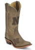 Nocona LDUN11 Ladies Collegiate Western Boot with Ponteggio Leather Foot with Ponteggio Natural Distressed Leather Lazer Applied Logo, Narrow Snip Toe