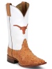 Nocona LDUT02 Ladies Collegiate Western Boot with Cognac Full Quill Ostrich Foot, Wide Square Toe