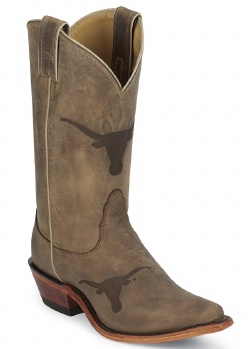 Nocona LDUT11 Ladies Collegiate Western Boot with Ponteggio Leather Foot with Ponteggio Natural Distressed Leather Lazer Applied Logo, Narrow Snip Toe