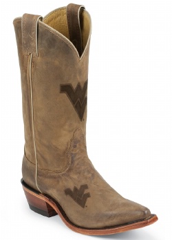 Nocona LDWV11 Ladies Collegiate Western Boot with Ponteggio Leather Foot with Ponteggio Natural Distressed Leather Lazer Applied Logo, Narrow Snip Toe