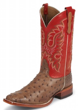 Nocona MD6507 Men's Exotic Rancher Boot with Antique Brown Vintage Full Quill Ostrich Foot and a Wide Square Toe