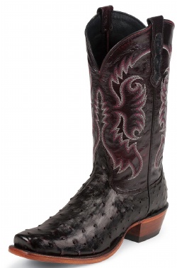 Nocona MD6513 Men's Exotic Western Boot with Black Cherry Full Quill Ostrich Foot and a Punchy Square Toe