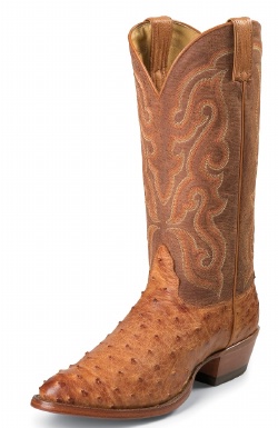 Nocona MD8502 Men's Exotic Western Boot with Cognac Vintage Full Quill Ostrich Foot and a Medium Round Toe
