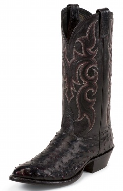 Nocona MD8506 Men's Exotic Western Boot with Black Cherry Full Quill Ostrich Foot and a Medium Round Toe