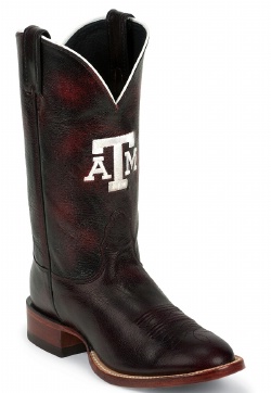 Nocona MDATM01 Men's Collegiate Western Boot with Black Cherry Goat Foot, Wide Square Toe