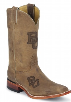 Nocona MDBU12 Men's Collegiate Western Boot with Ponteggio Leather Foot with Ponteggio Natural Distressed Leather Lazer Applied Logo, Wide Square Toe