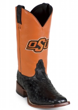 Nocona MDOSU02 Men's Collegiate Western Boot with Black Full Quill Ostrich Foot, Wide Square Toe