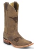 Nocona MDSMU12 Men's Collegiate Western Boot with Ponteggio Leather Foot with Ponteggio Natural Distressed Leather Lazer Applied Logo, Wide Square Toe