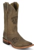 Nocona MDTCU12 Men's Collegiate Western Boot with Ponteggio Leather Foot with Ponteggio Natural Distressed Leather Lazer Applied Logo, Wide Square Toe