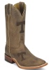 Nocona MDTEN12 Men's Collegiate Western Boot with Ponteggio Leather Foot with Ponteggio Natural Distressed Leather Lazer Applied Logo, Wide Square Toe