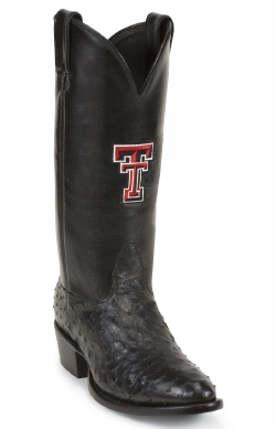 Nocona MDTTU03 Men's Collegiate Western Boot with Black Full Quill Ostrich Foot, Medium Round Toe