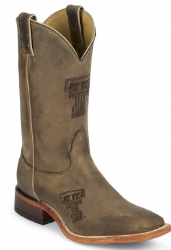 Nocona MDTTU12 Men's Collegiate Western Boot with Ponteggio Leather Foot with Ponteggio Natural Distressed Leather Lazer Applied Logo, Wide Square Toe