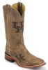 Nocona MDUK12 Men's Collegiate Western Boot with Ponteggio Leather Foot with Ponteggio Natural Distressed Leather Lazer Applied Logo, Wide Square Toe