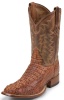 Tony Lama 1061 Men's Exotic Collection Stockman Boot with Cognac Vintage Bodycut Royal Hornback Caiman Leather Foot and a Medium Wide Square Toe