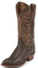Tony Lama 1062 Men's Exotic Collection Western Boot with Chocolate Vintage Bodycut Royal Hornback Caiman Leather Foot and a Medium Round Toe